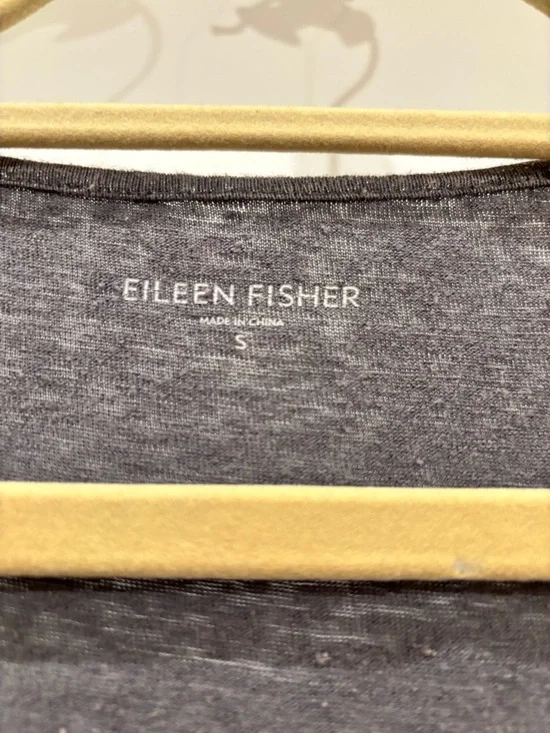 Eileen Fisher Charcoal Gray Scoop Neck Short Sleeve Top - Picture 3 of 4